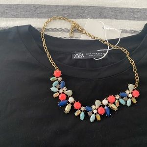 NWT Zara Black Tee / Pleated Back